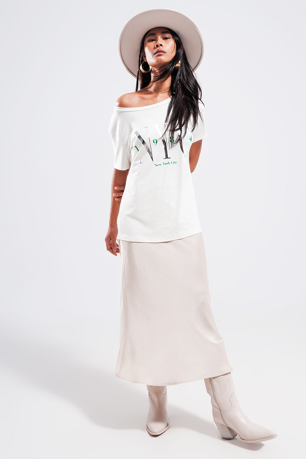 T shirt with New York City slogan in white - T-Shirts