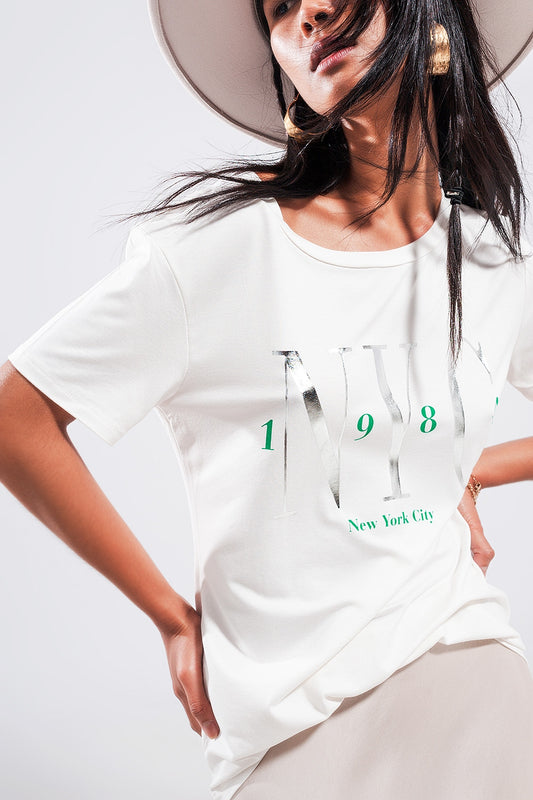 T shirt with New York City slogan in white - T-Shirts