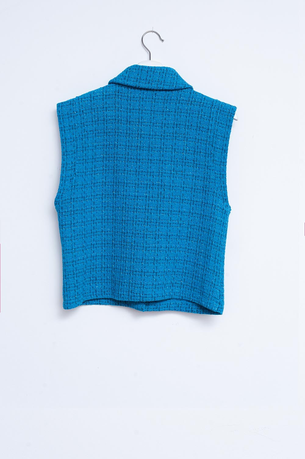 Tailored suit waistcoat in blue boucle Q2 Coats and Jackets BoutiqueLua