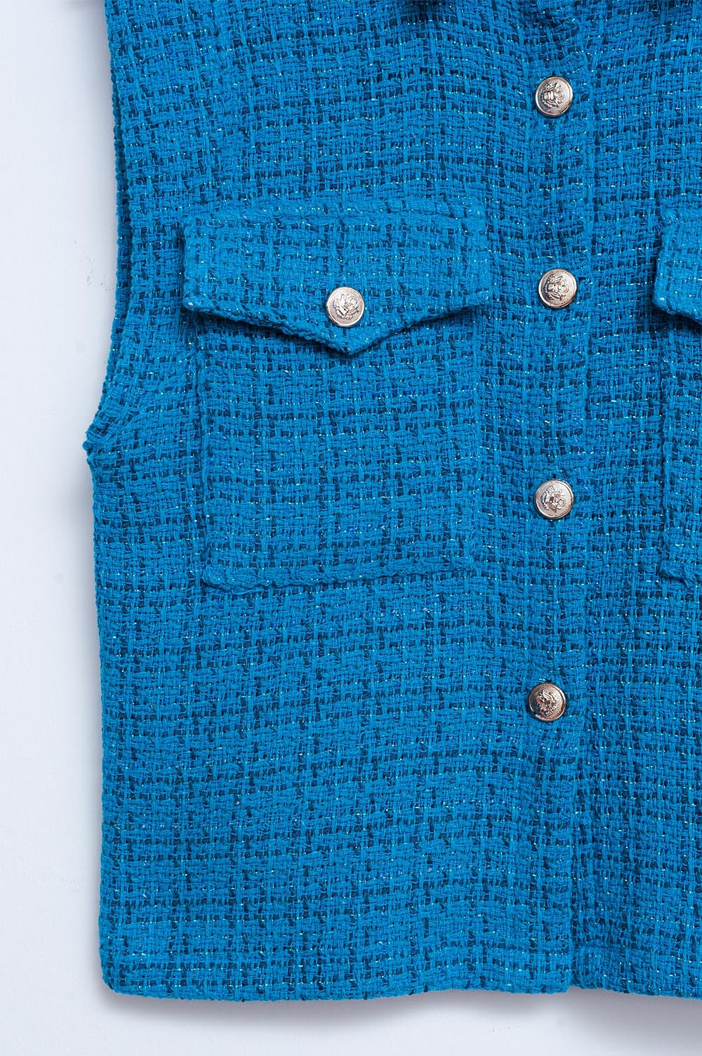 Tailored suit waistcoat in blue boucle Q2 Coats and Jackets BoutiqueLua