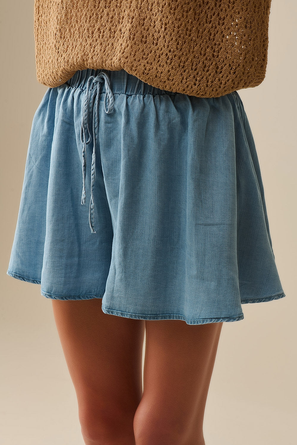 Tencel Flowy Shorts In Blue - Trousers