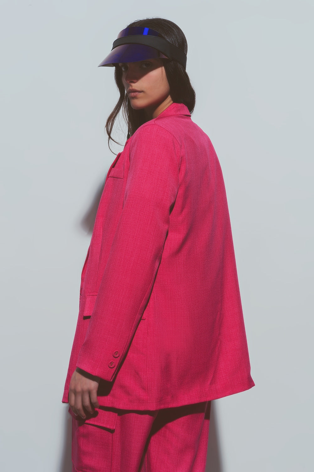 Textured Oversized Blazer in Pink - Coats and Jackets