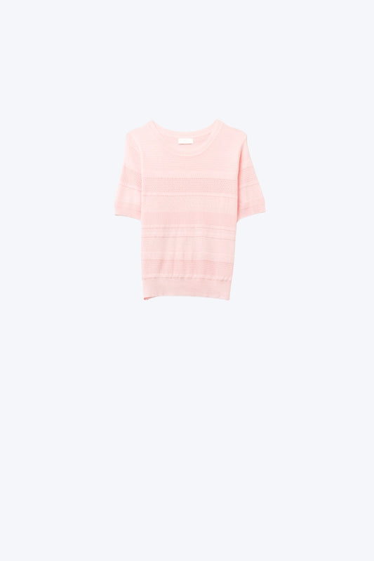 Textured Stripe Knit Sweater in pink - Sweaters