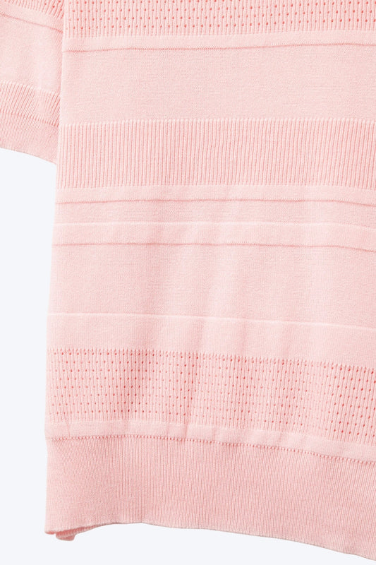 Textured Stripe Knit Sweater in pink - Sweaters