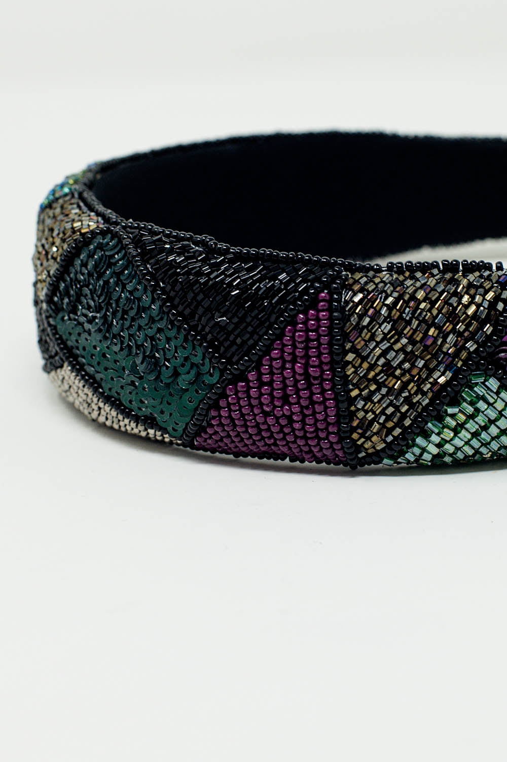 Thick Embroidered Headband in Cool Colors - Headbands