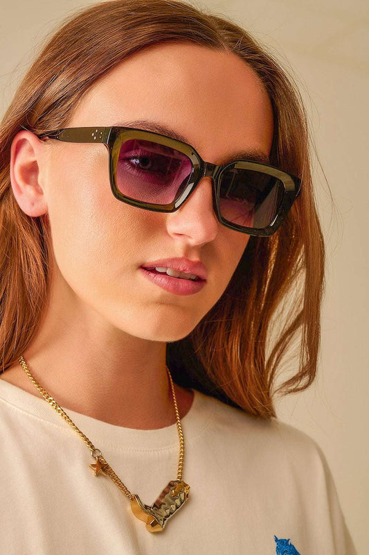 Thick Square Frame Sunglasses Chunky Retro in green - Sunglasses