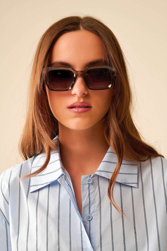 Thick Square Frame Sunglasses Chunky Retro in grey - Sunglasses