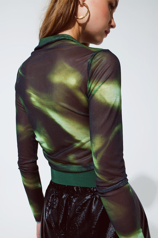 Tie-die top in green and black - Tops