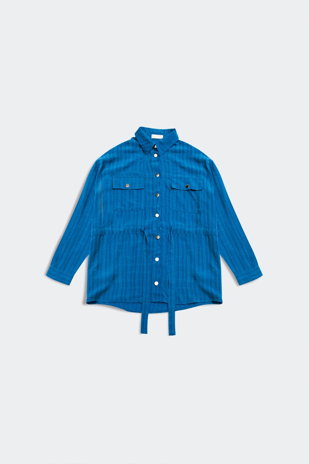 Tie waist long sleeve shirt in blue - Shirts