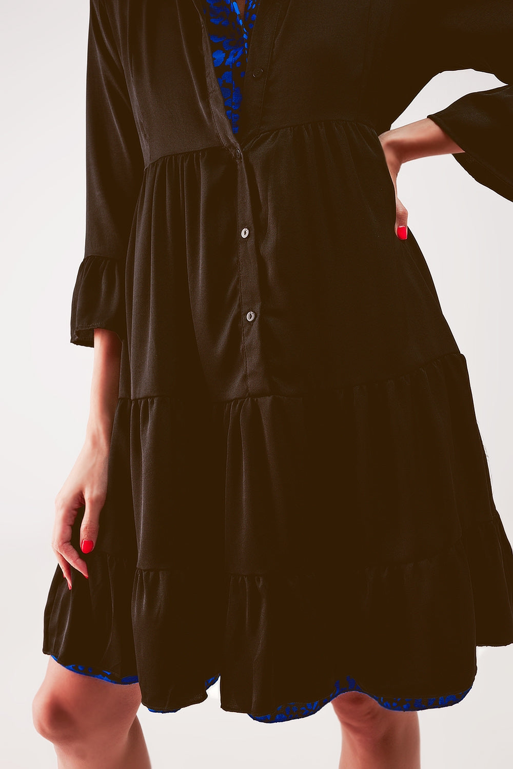 Tiered smock mini dress in black Q2 Dresses BoutiqueLua