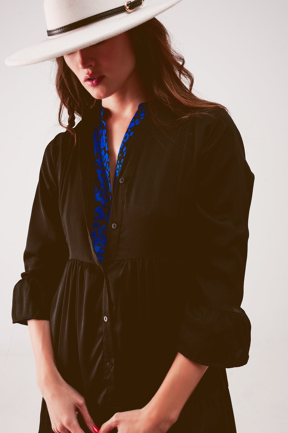 Tiered smock mini dress in black Q2 Dresses BoutiqueLua