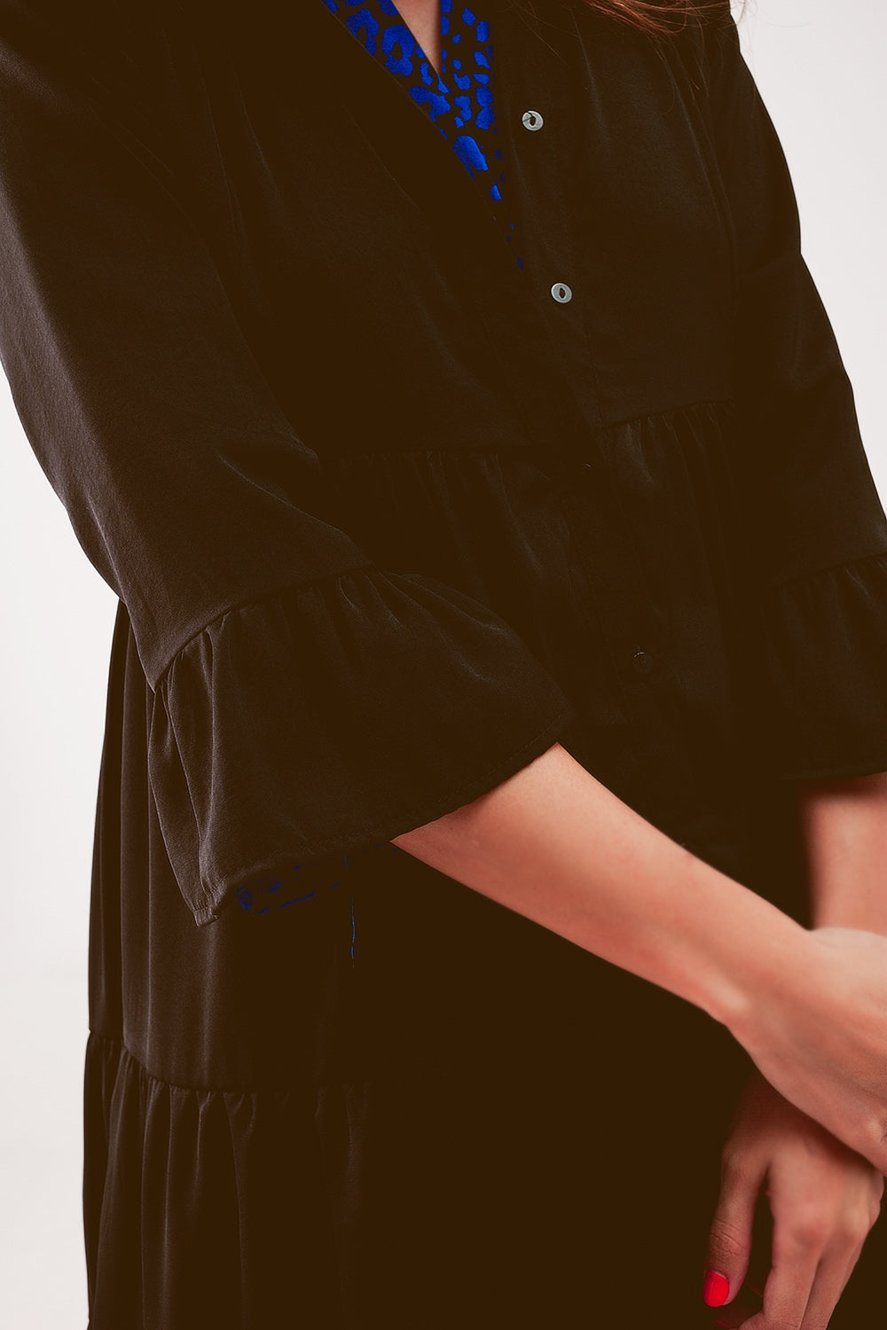 Tiered smock mini dress in black Q2 Dresses BoutiqueLua