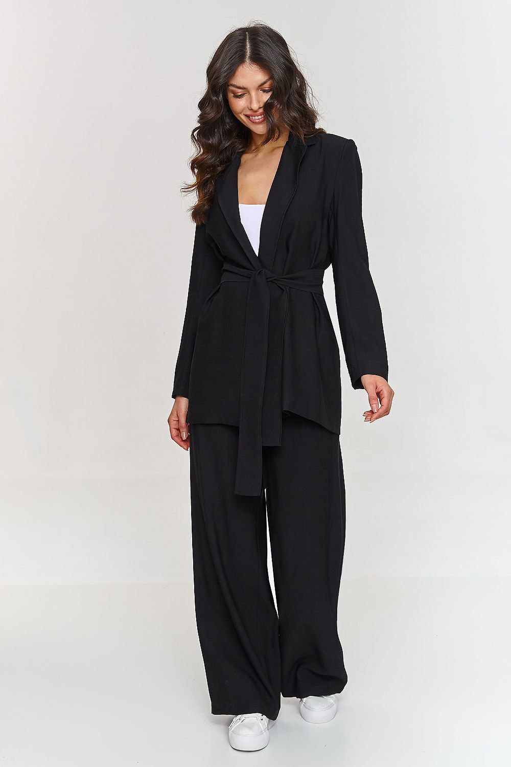 Trendy Tailored Blazer and Trousers Set black - Outfit Sets