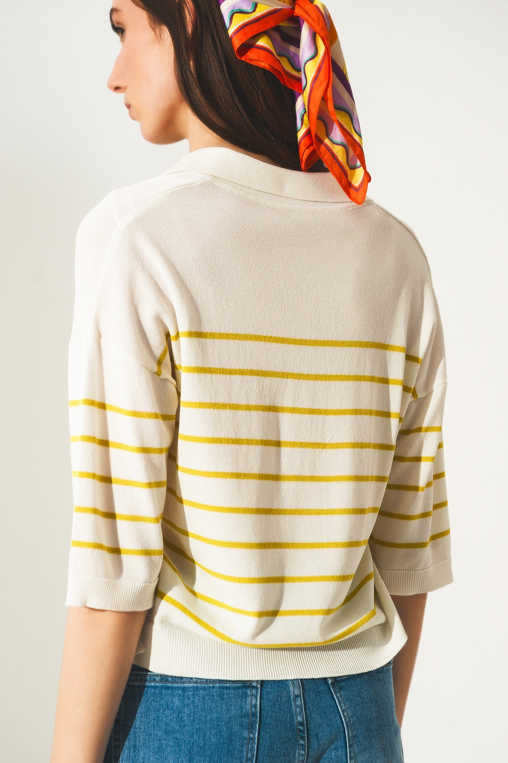 Vintage 70s stripe green polo neck jumper Q2 Sweaters BoutiqueLua