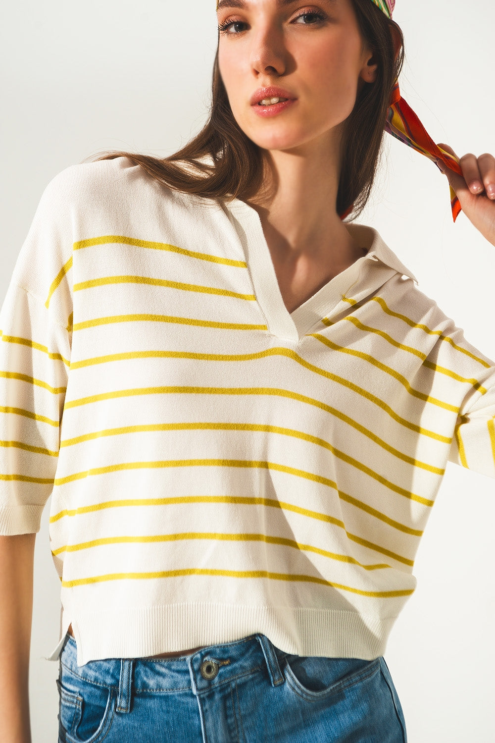 Vintage 70s stripe green polo neck jumper Q2 Sweaters BoutiqueLua