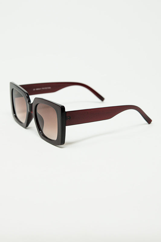 vintage silhouette sunglasses with a subtle angled cat-eye in burgundy - Sunglasses