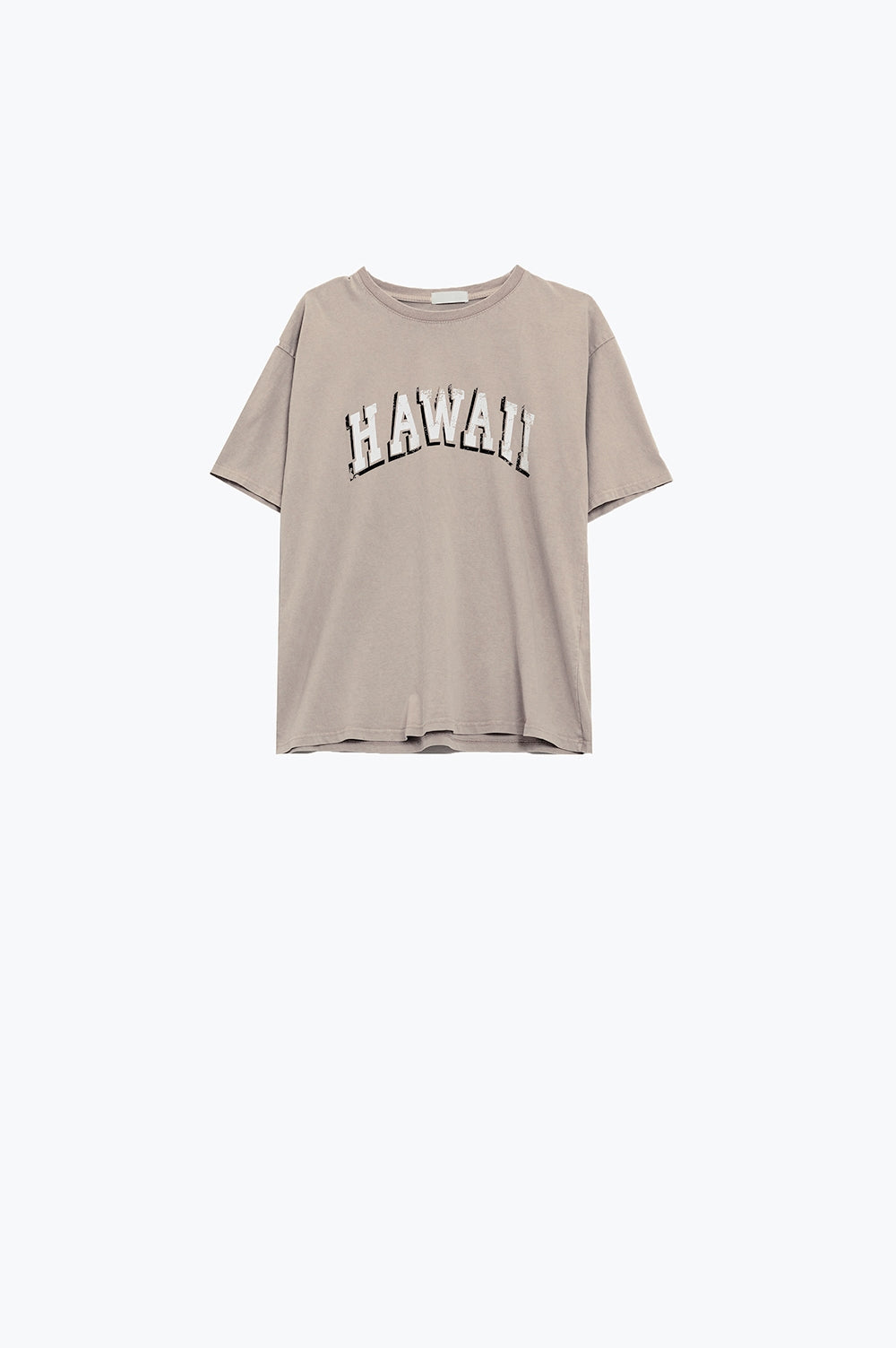 Washed Effect Hawaii T-Shirt In Beige - T-Shirts