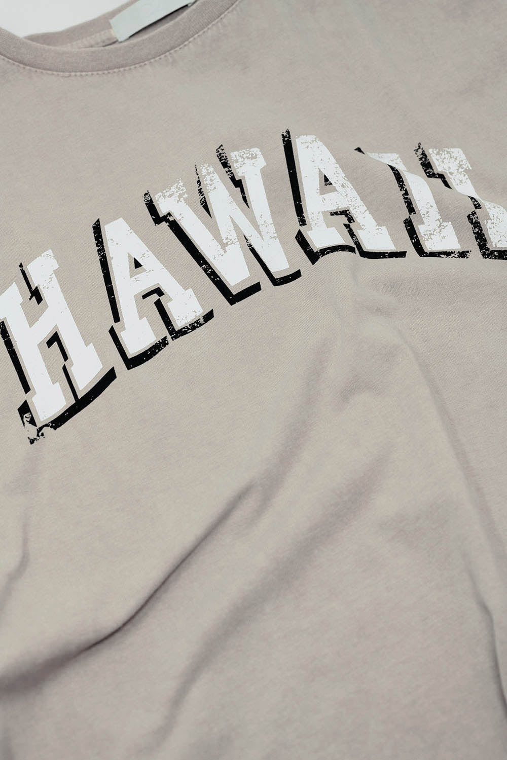 Washed Effect Hawaii T-Shirt In Beige - T-Shirts