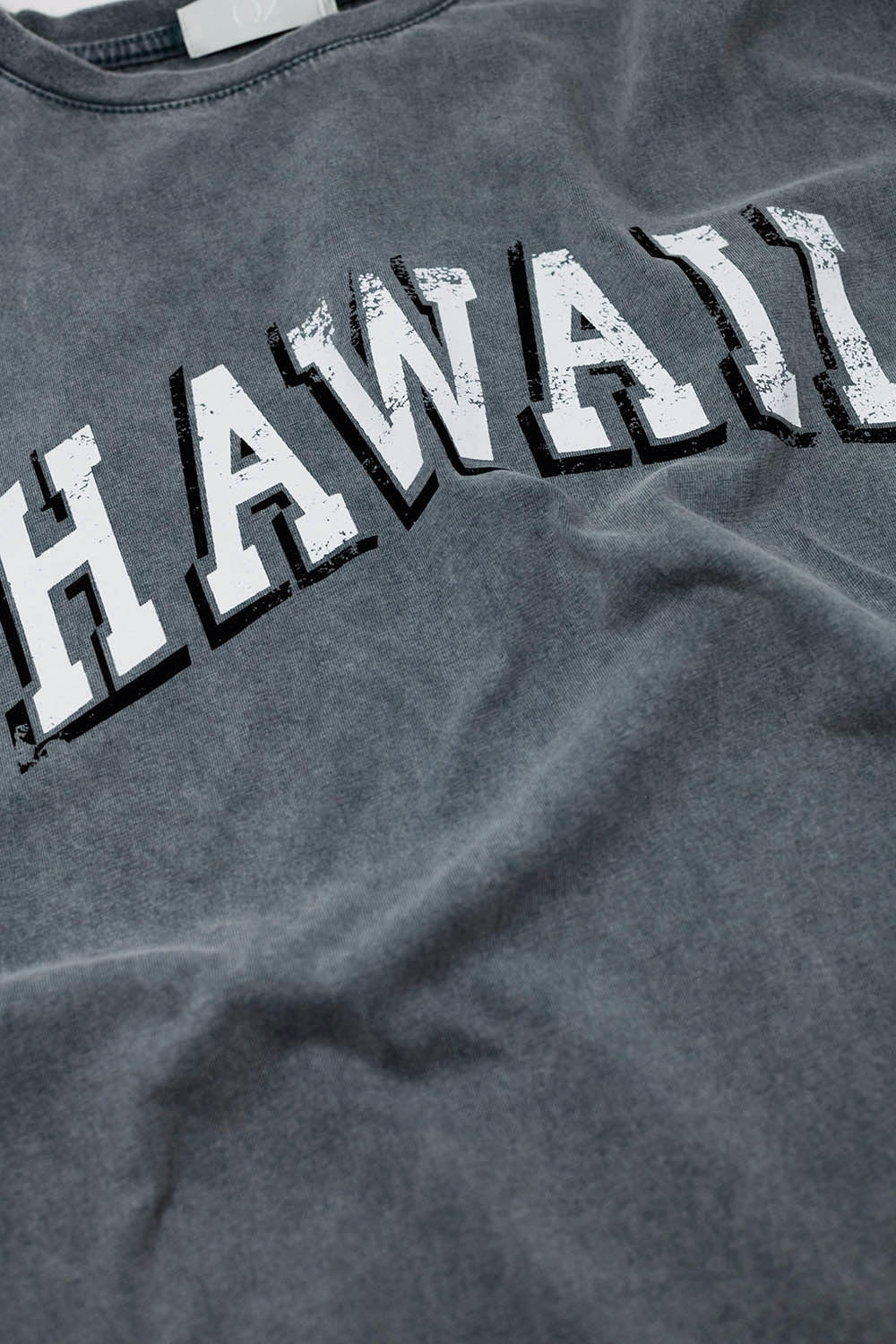 Washed Effect Hawaii T-Shirt In Grey - T-Shirts