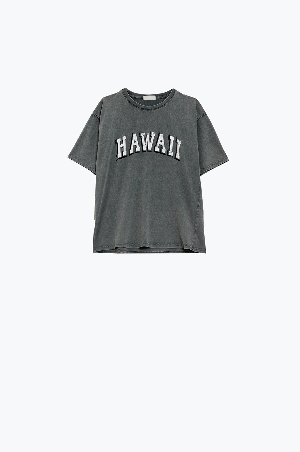 Washed Effect Hawaii T-Shirt In Grey - T-Shirts
