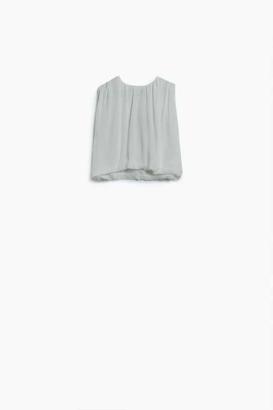 white chiffon Top With Ruche Design - Tops