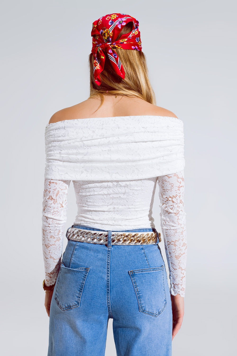 White Lace Bodycon Off The Shoulder Top - Tops