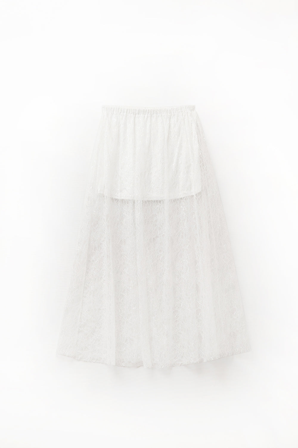 White maxi lace skirt with sequin detail