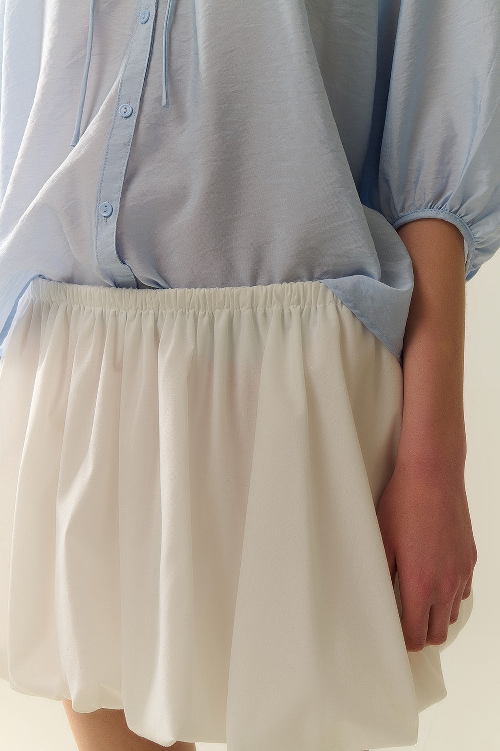 white poplin balloon miniskirt
