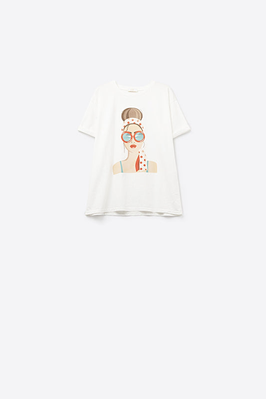 White T-shirt made in Italy with a vintage girl graphic - T-Shirts