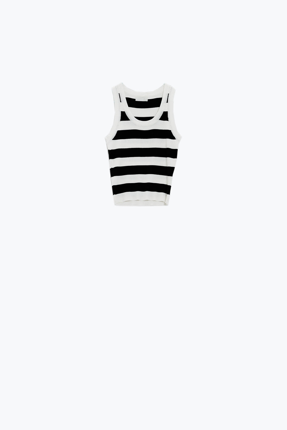 White Tank Top With Wide Stripes in Black - Tank Tops