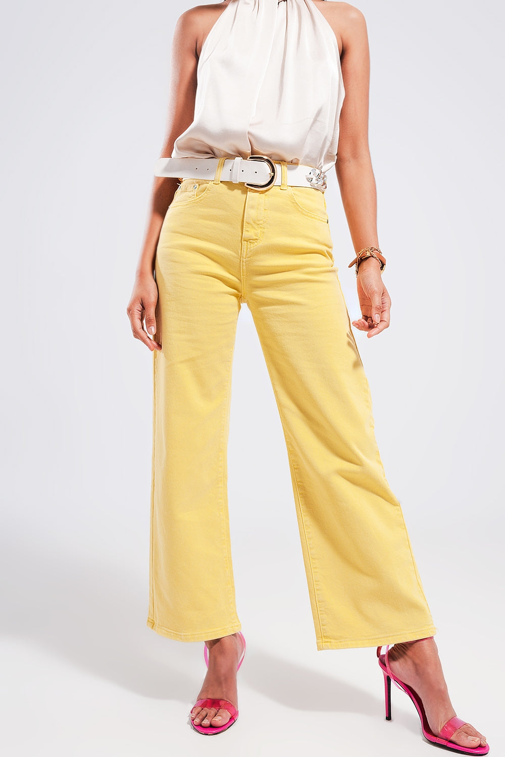 Wide leg jeans in sunshine yellow - Jeans