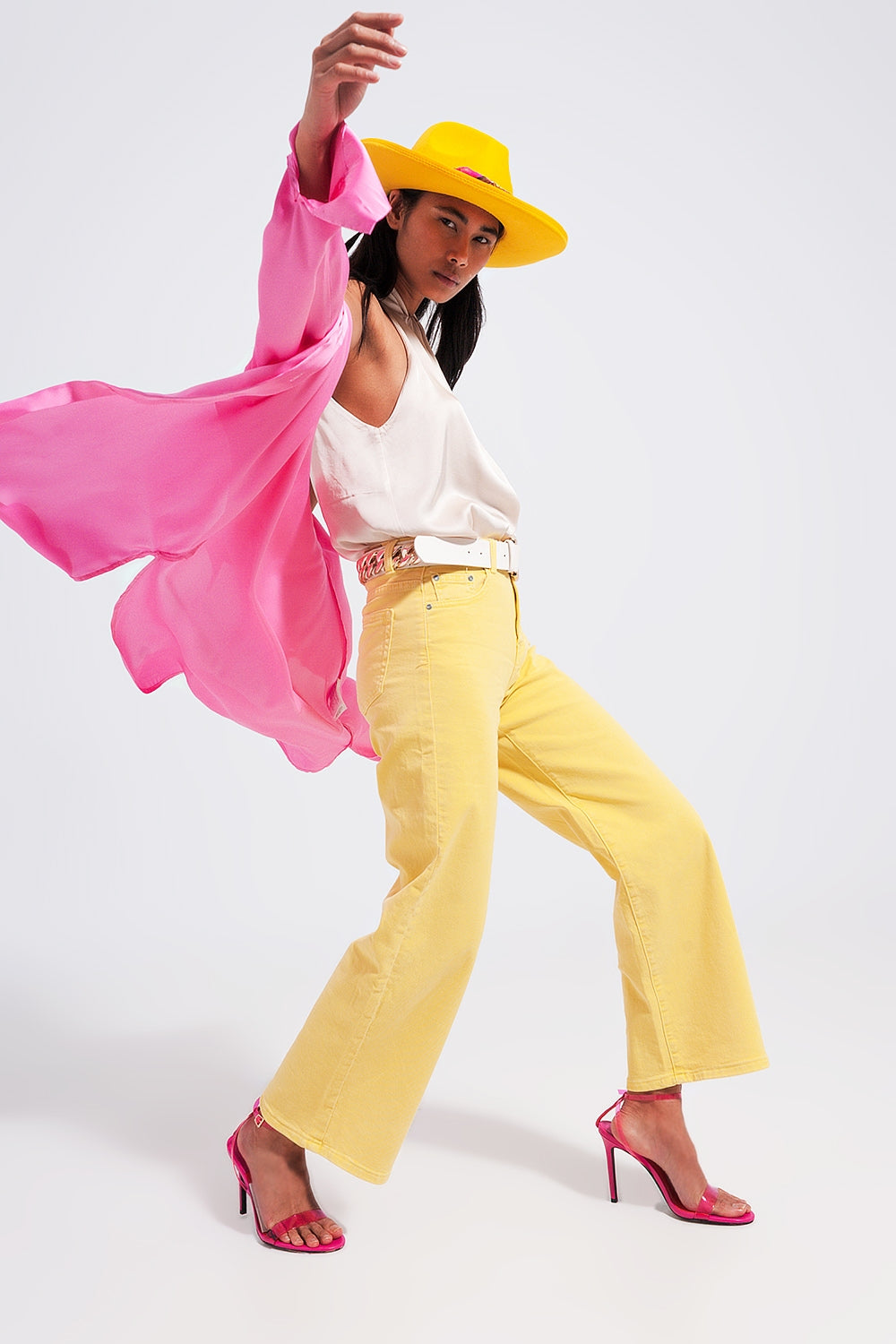 Wide leg jeans in sunshine yellow - Jeans