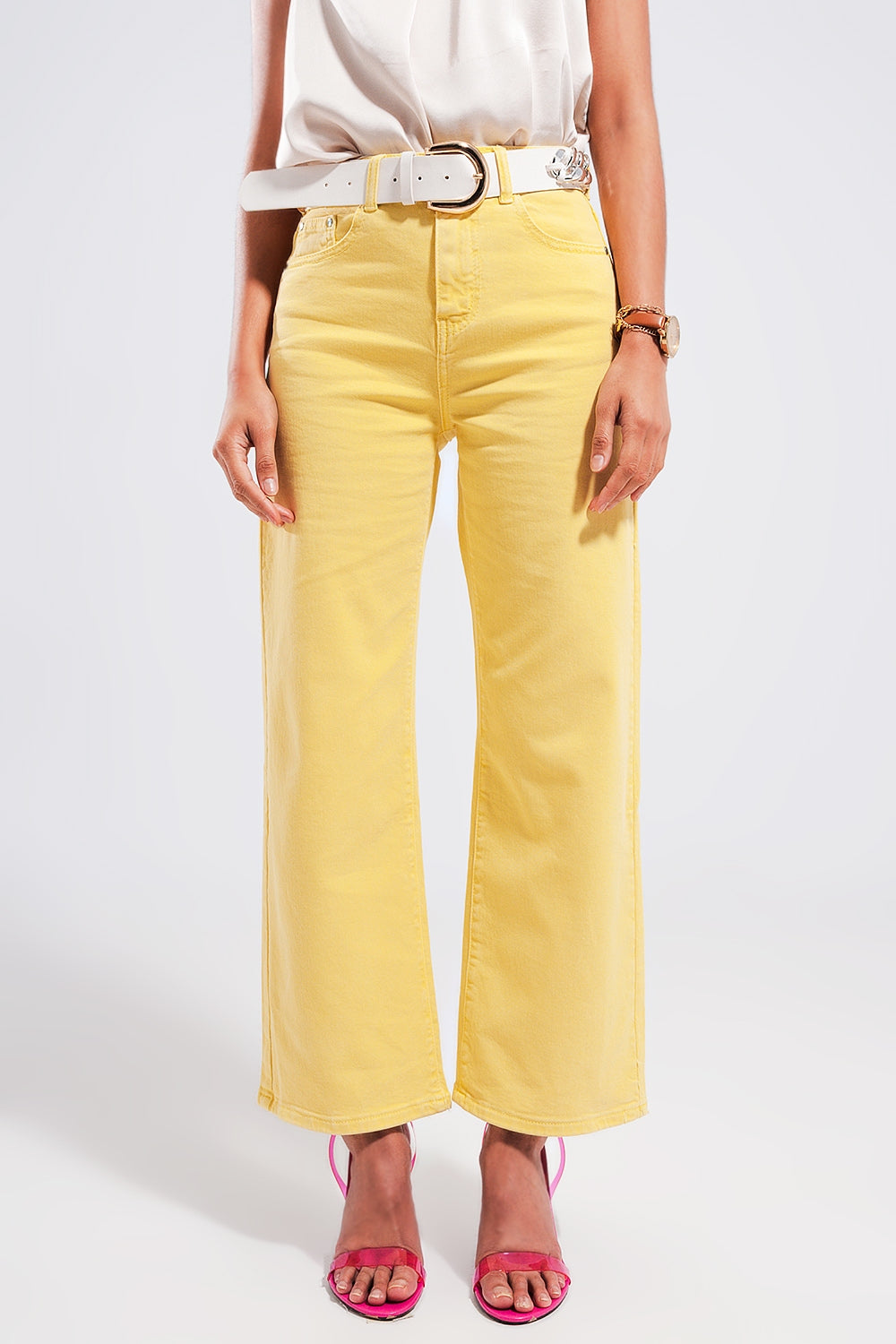 Wide leg jeans in sunshine yellow - Jeans