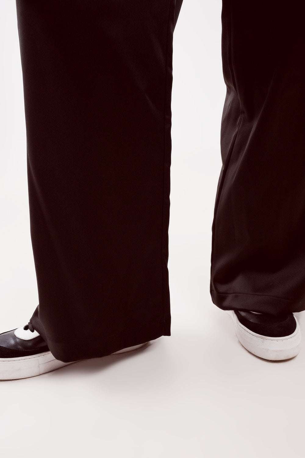 wide leg satin pants in black Q2 Pants BoutiqueLua