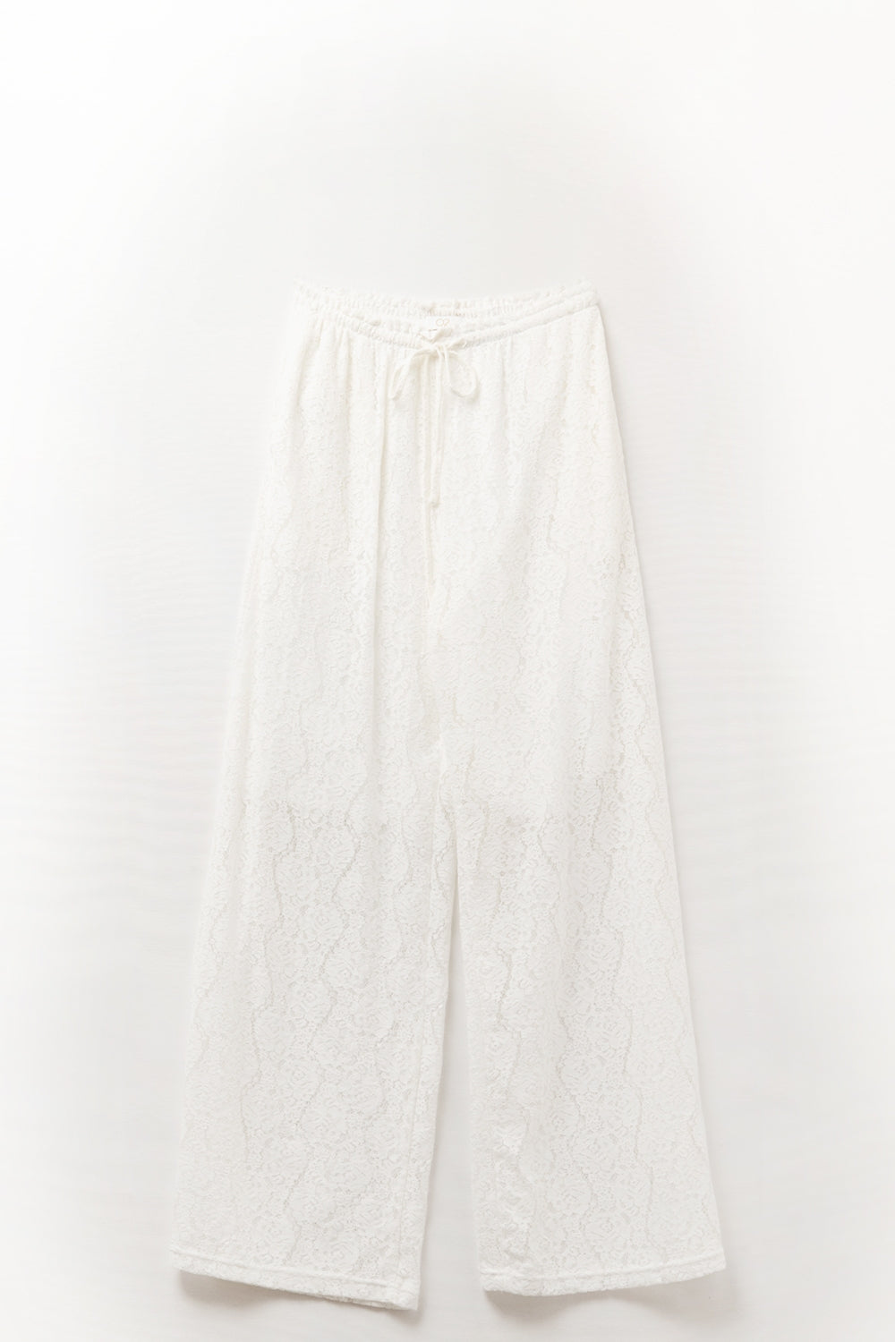 wide-legged lace pants with elastic waistband - Pants