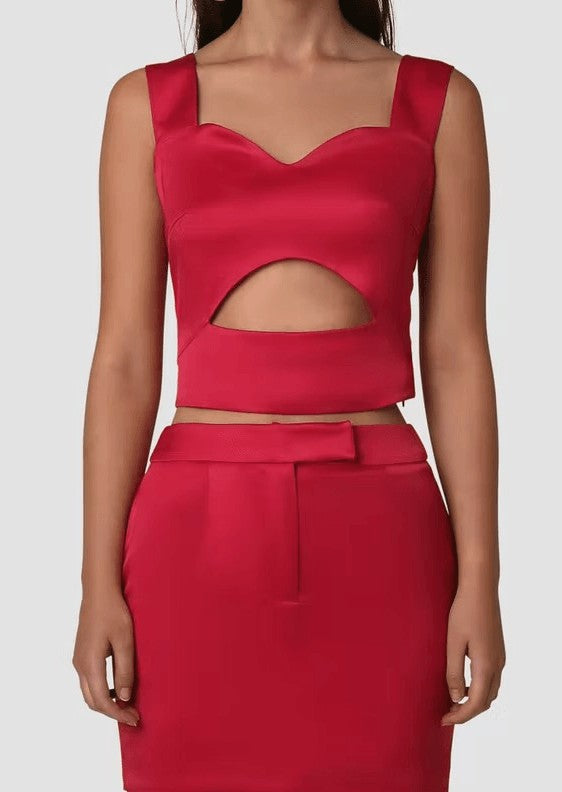 Satin cut out top in fuchsia AMY LYNN Shirts & Tops BoutiqueLua