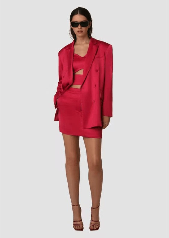 Satin cut out top in fuchsia AMY LYNN Shirts & Tops BoutiqueLua