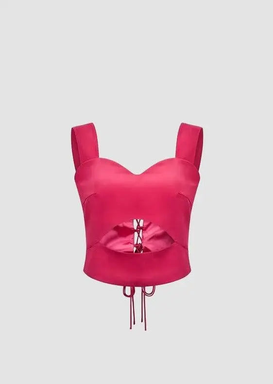 Satin cut out top in fuchsia AMY LYNN Shirts & Tops BoutiqueLua