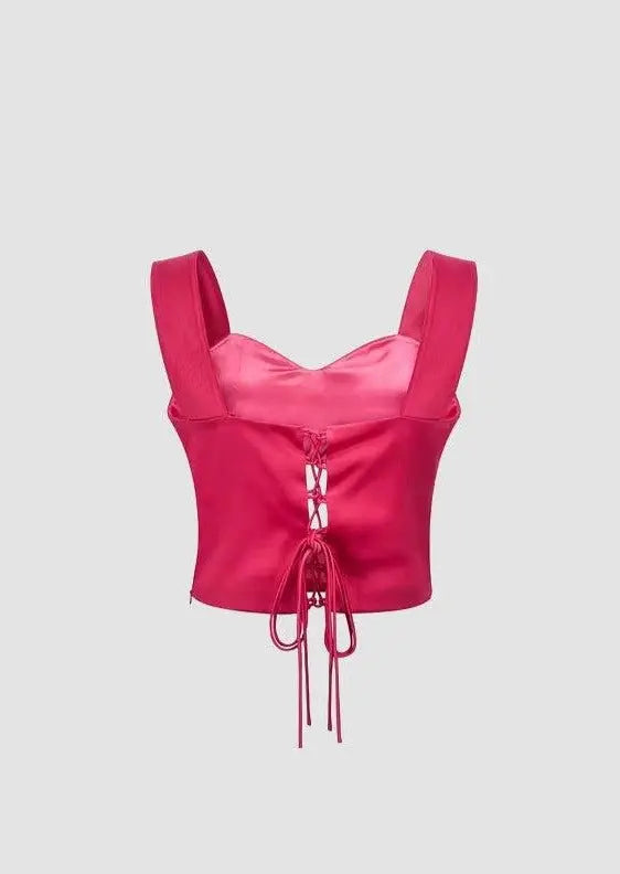 Satin cut out top in fuchsia AMY LYNN Shirts & Tops BoutiqueLua